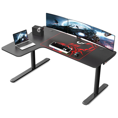EUREKA ERGONOMIC L Shaped Gaming Desk, 60 Inch L60 Home Office Corner PC Computer Gamer Table Large Writing Workstation Gifts w Mouse Pad Cable Management, Space Saving, Easy to Assemble, Left, Black EUREKA ERGONOMIC