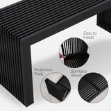 Bamboo Natural 36 inch Wooden Bench, Small Wood Benches for Entryway, Living & Dining Room, Kitchen, Bedroom, Bathroom, Hallway, Front Door, For Indoor & Outdoor Patio Use, Mid Century Modern Decor SWEVEN