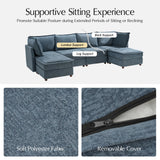 HULALA HOME 129'' Modular Sectional Sofa with Chaise, Oversized U Shaped Sofa with Hidden Storage Compartment, Comfy Cloud Couch with Extra-Wide Seat, Tool-Free Assembly, Blue HULALA HOME