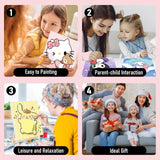 Sretoul 4 Pack Cartoon Paint by Numbers Kit for Kids with Frame - Wooden Easel, Cute Kids Paint by Numbers Ages 4 8 12, DIY Acrylic Oil Painting for Home Wall Decor (8x8 inch) Sretoul