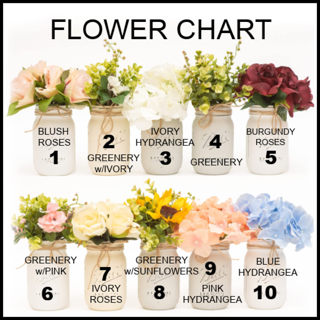 Mason Jar centerpieces for Birthday, Rustic Mason jar Centerpieces for Baby Shower, Mason Jar Centerpieces with Flowers, Wedding Centerpieces, Quart 32 oz, Choose Quantity, Colors, Flowers Optional Viva's Flower Shop