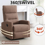 Slim Lazy Boy Recliners for for Adults, Swivel Rocking Chair Recliner with High Back, Small Recliner Chair for Small Spaces, Manual Reclining Chair for Living Room, Adjustable Footrest (Brown) Thctvous