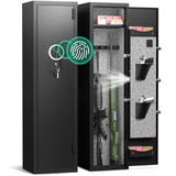 Riflewell 2-3 Rifle Gun Safe, Biometric Fingerprint Gun Safe for Home Rifle and Shotguns, Quick Access Gun Cabinets with LED Light, Rifle Safe with Adjustable Gun Rack and Removable Shelf Riflewell