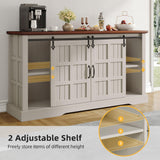 DWVO Farmhouse Sideboard Buffet Cabinet with Storage, Large Kitchen Cabinet w/Sliding Barn Doors and 4 Drawers, for Dining Room, White DWVO