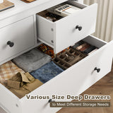 EnHomee White Dresser, Dresser for Bedroom with 10 Drawers Wood Dresser with Smooth Metal Rail, Large Dressers & Chests of Drawers Wide Dresser, White 52.2W*15.8" D*35.8" H EnHomee