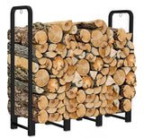 Artibear Firewood Rack Stand 4ft Heavy Duty Logs Holder for Outdoor Indoor Fireplace Metal Wood Pile Storage Stacker Organizer, Matte Black Artibear