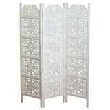 Heritage Home Screen Farmhouse Room Divider, Vintage Style Magnolia Medallions, Handcrafted of Sustainable Mango Wood, Rustic White, Distressed Finish, 6 Ft Tall (72 x 59 inches) by WHW WHW Whole House Worlds