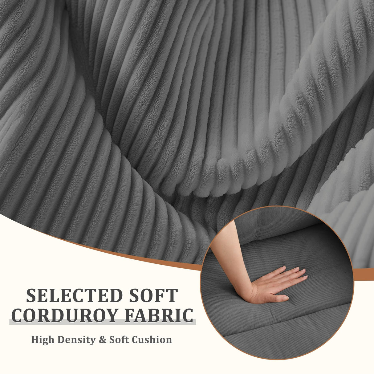 Korser Recliner Chair, Manual Recliner for Adults with Side Pocket, Small Recliners for Small Spaces, Adjustable Comfy Overstuffed Corduroy Reclining Chairs for Living Room, Reading, Bedroom, Grey Korser