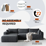 Domiqut 108”Modern Modular L-Shape Couch with Chaise, Modular Sectional Couches for Living Room, Deep Seat Boneless Sofa Bed, No Assembly Required Sleeper Sofa, Plush Corduroy Fabric, Dark Gray Domiqut