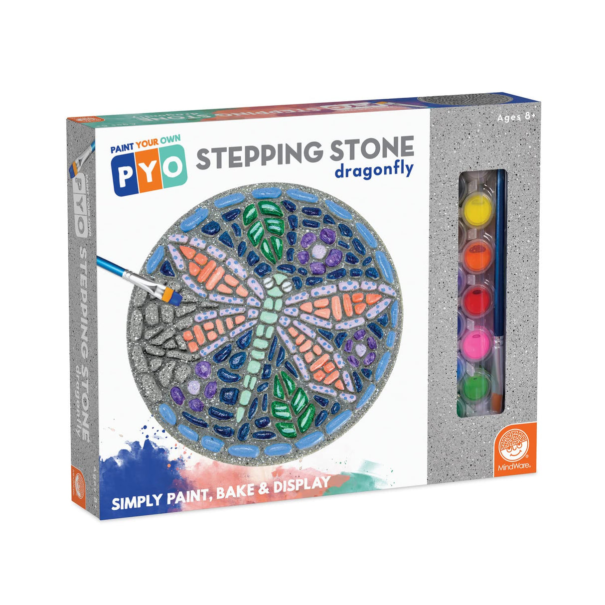 MindWare Paint Your Own Stepping Stone: Dragonfly - Paint Your Own Stepping Stones for Kids Craft Kit Includes Paint, Brushes and Instructions MindWare