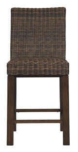 Signature Design by Ashley Paradise Trail Outdoor 27.5" Wicker Patio Barstool, 2 Count, Brown Signature Design by Ashley