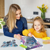 QINRUBB DIY Fantasy Leopard Diamond Painting Kits, Full Drill Flowers Diamond Art Painting Kits for Adults Beginners, DIY 5D Leopard Painting by Numbers Diamond Art Kits for Home Decor 12x16 inch QINRUBB