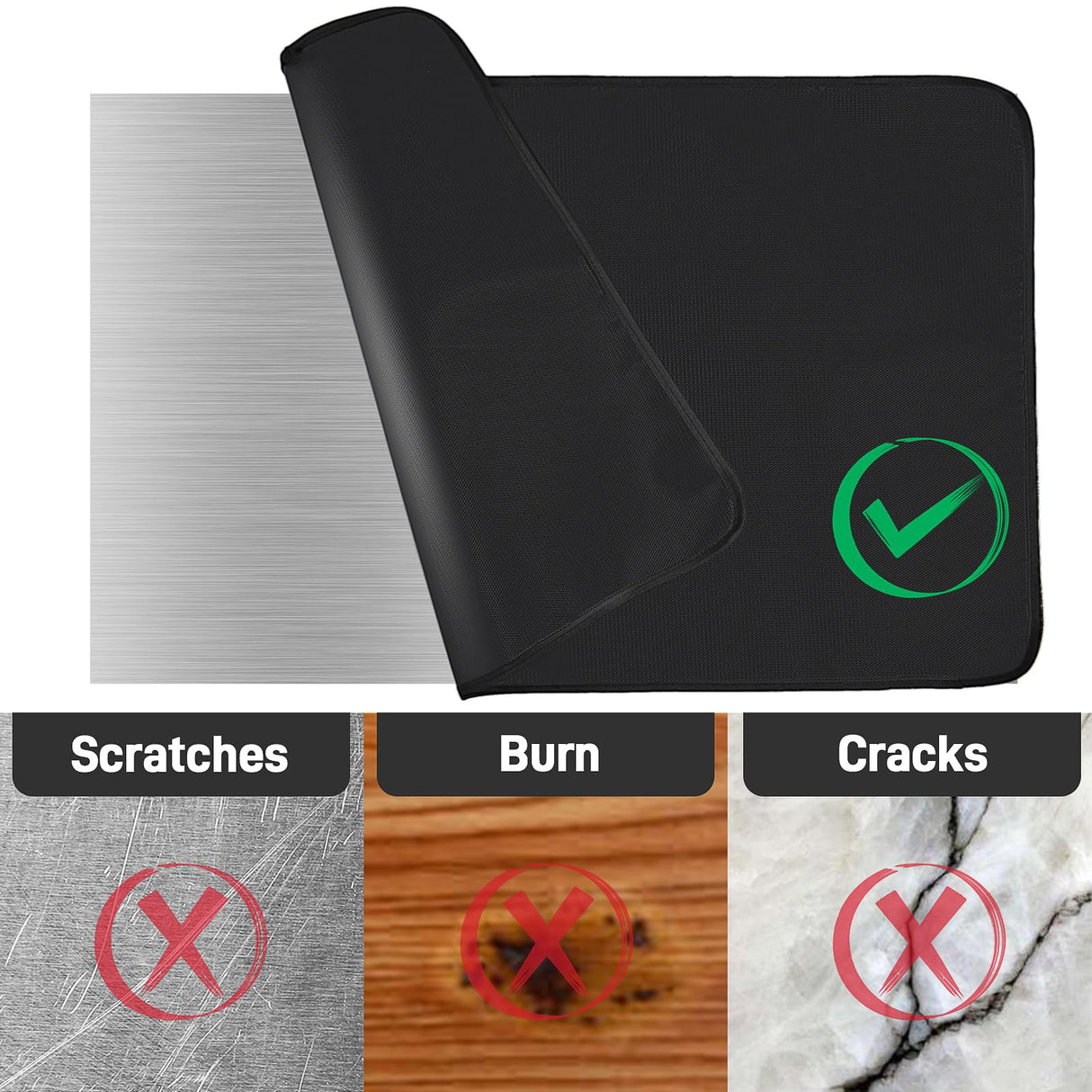 Amerbro 15 x 18 in Fireproof Grill Mats for Outdoor Tabletop Grill to Protect Your Grill Table - Heat Resistant Grill Table Mat - Waterproof & Oilproof BBQ Mat - Black (1mm) Amerbro