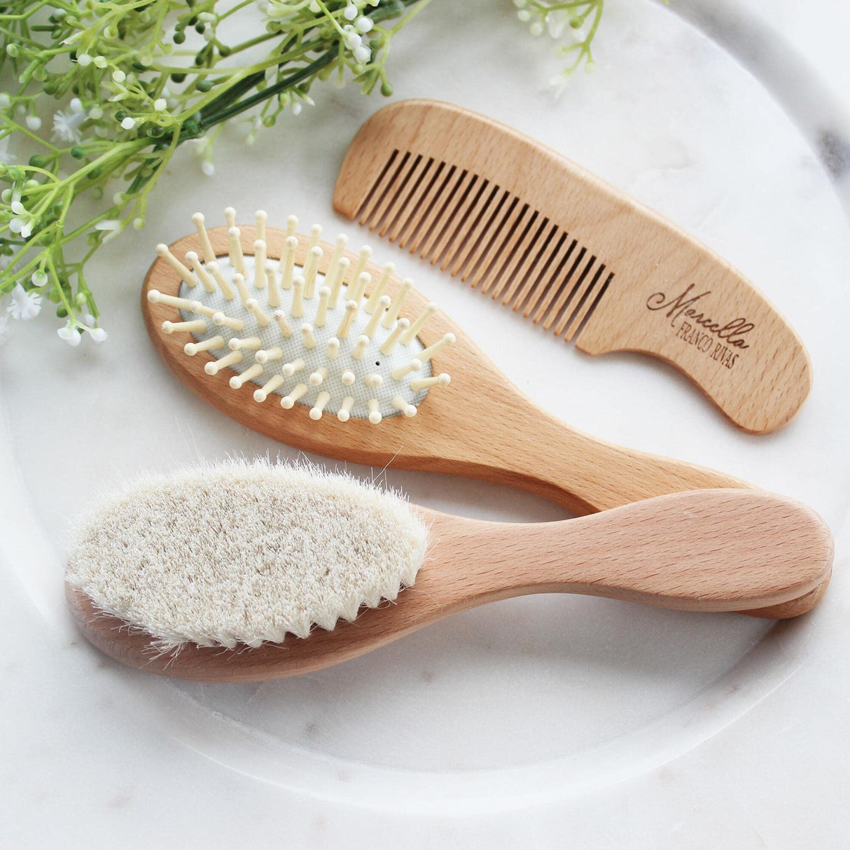 Custom Wooden Baby Brush Set | Personalized Wooden Baby Brush | Personalized Baby Gift Boys Forever Personalized