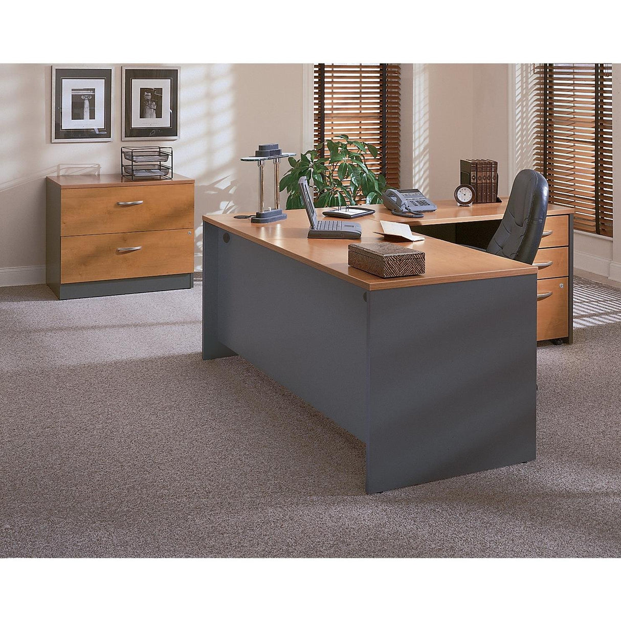 Bush Business Furniture Series C 2 Drawer Lateral File Cabinet-Assembled, Locking Document Storage for Home or Professional Office, 36W, Natural Cherry Bush Business Furniture