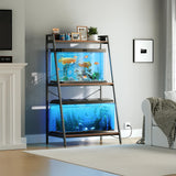 Herture 20-29 Gallon Fish Tank Stand with Shelf, Metal Frame Aquarium Stand with Storage and Power Outlet, for 2 x 20 Gallon Long Aquarium,30.7" L*18.26" W Reptile Tank Rustic Brown PG09YGN Herture