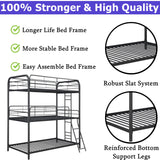 Movdevy Heavy Duty Metal Triple Bunk Beds for Adults and Kids and Teens, Modern Style Twin Over Twin Over Twin Size Triple Bunk Bed with Safe Guardrail, 3 Bunk Beds Easy to Assemble (Black) Movdevy
