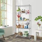FDW 24" L×14" W×60" H Wire Shelving Unit Metal Shelf with 5 Tier Layer Rack Strong Steel for Restaurant Garage Pantry Kitchen Garage,Chrome FDW