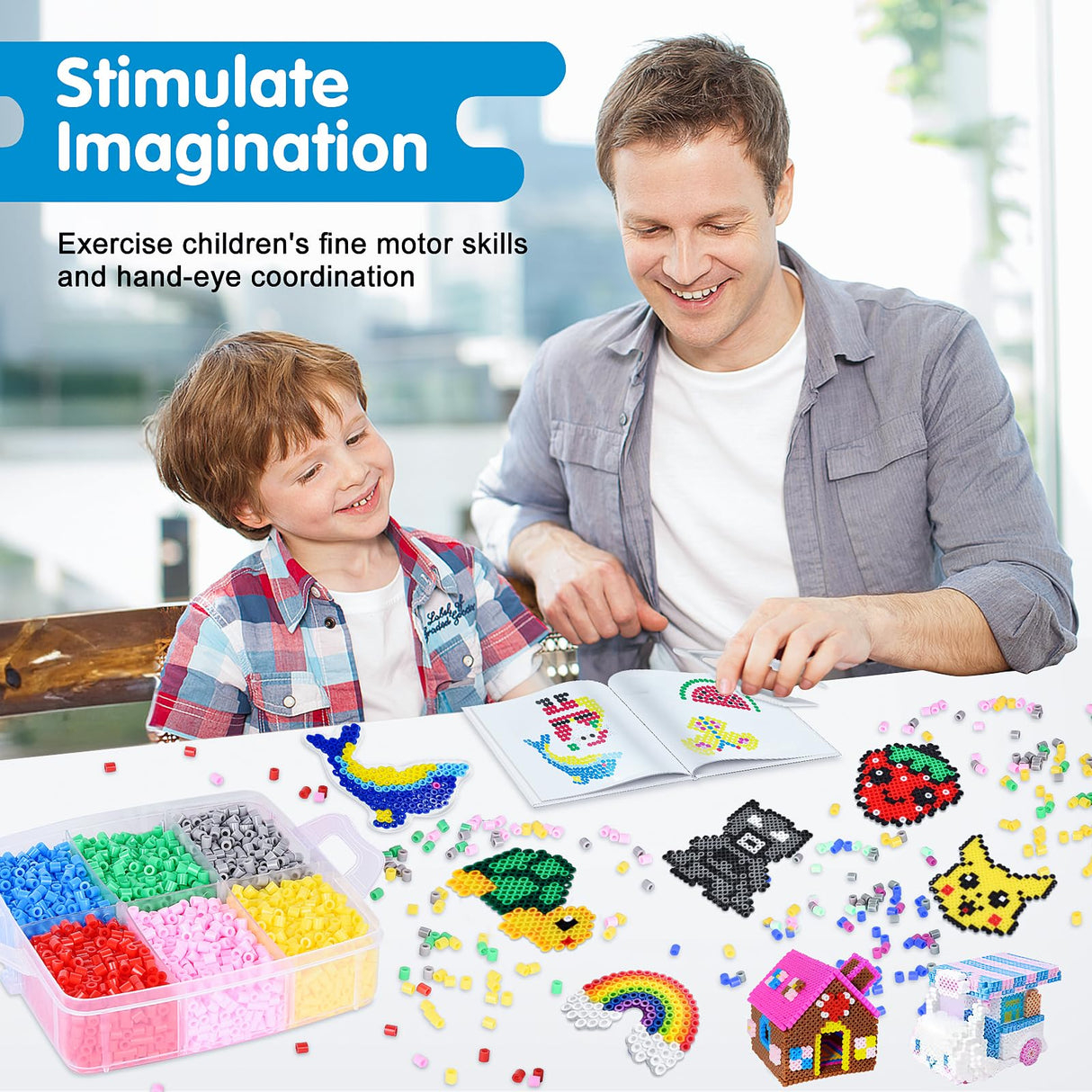 LULUETPUE Fuse Beads Kit,10000PC 5MM Melty Beads Set, Iron Melting Beads Craft Kit with Pegboards,Ironing Paper and Chain Accessories, Arts and Crafts Set for Kids Boys Girls Christmas Birthday Gift LULUETPUE