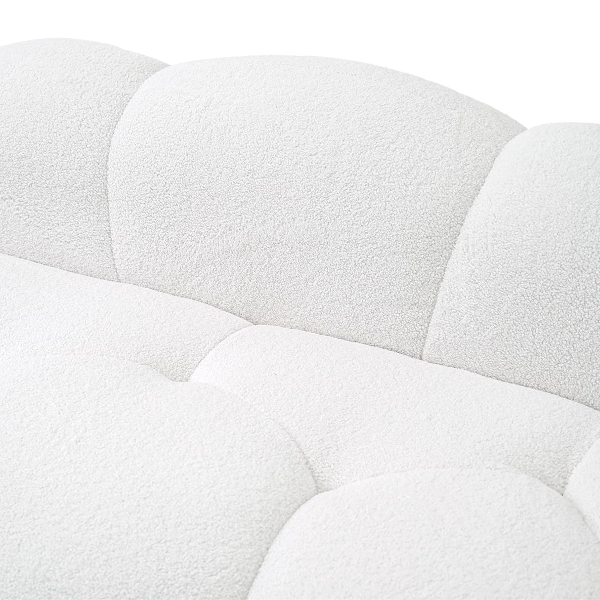 Cloud Shaped Floor Couches for Living Room, 90" Curved Boucle Sofa, Comfy Compressed Couch, Deep Seat Loveseat Sofa for Bedroom, Apartment, Small Space (White, No Installation) DEKUHI