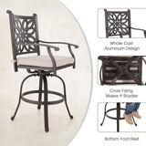 MFSTUDIO Cast Aluminum Bar Height Patio Dining Set of 7, Outdoor Table and Chairs Set with 1×54" Round Aluminum Patio Table and 6×Swivel Outdoor Bar Stool MFSTUDIO