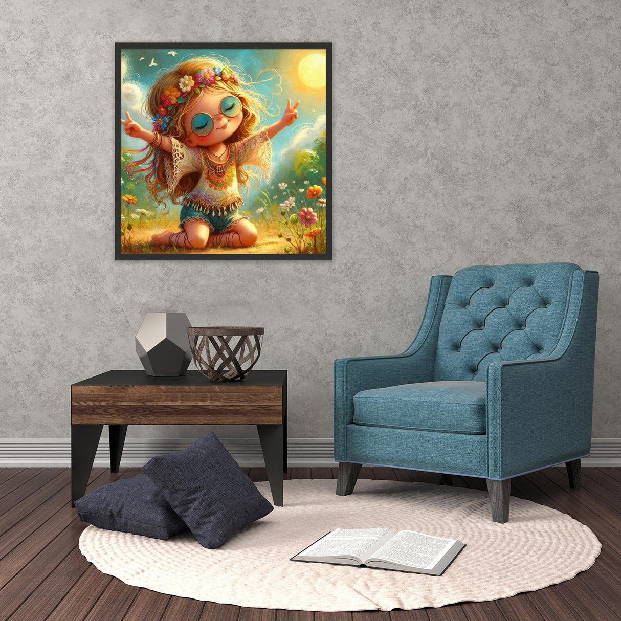 5D Diamond Painting Kits for Adults Beginners- Fantasy Girl Diamond Art Kits for Adults, Flower Gem Art and Craft Kit for Home Wall Decor 12x12inch FQOVKYN