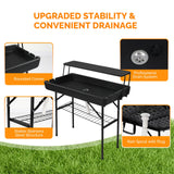 VINGLI Ice Table with Extra Storage Shelf, Portasble Cooler Side Table with Removable Skirt, Patio Table, Indoor & Outdoor Bar for Events, Parties and Camping VINGLI