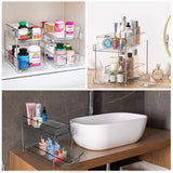 1 Pack 2-Tier Bathroom Organizers and Storage, Clear Under Sink Organizer Vanity Countertop Storage Pantry Organizers, Pull-Out Cabinet Organizer With Track For Bathroom, Kitchen, Pantry COKIHOM