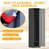 71'' Metal Locker with Keys for School,Gym,3 Tier Steel Office Storage Locker with Hook,Tall Cabinet for Employees (Black＆Gray, 1-Door) Firstsky