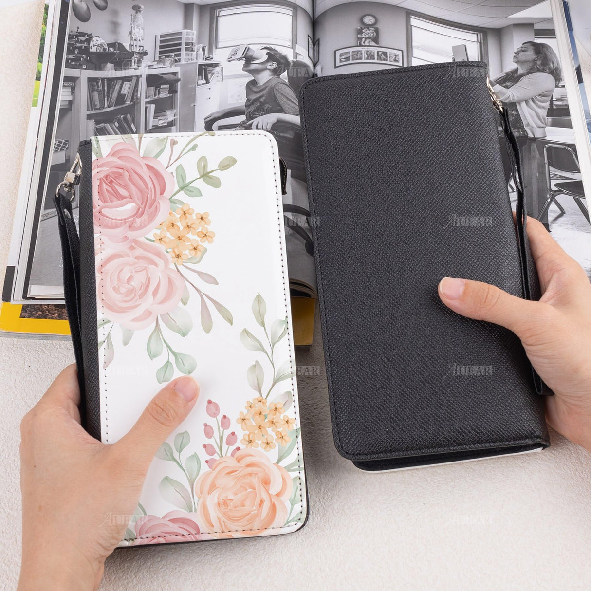 AUEAR, 2 Pack Sublimation Wallet Leather Zipper Blank Wallet Card Holder Bag for Travel Work Supplies AUEAR