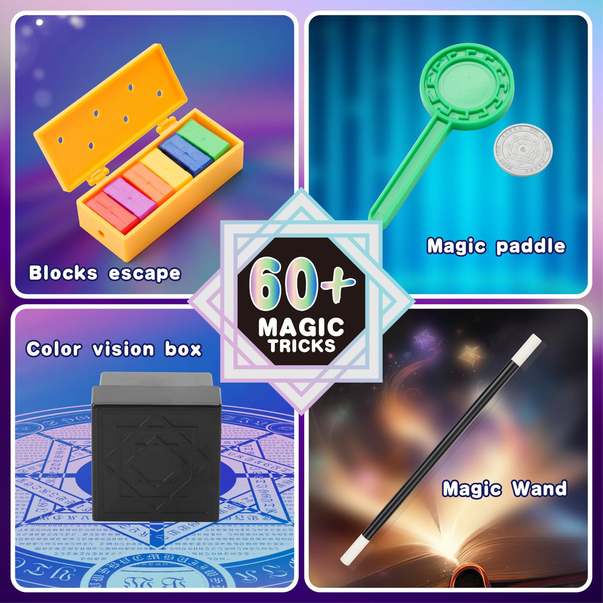 ENJOCASES Simple Magic Kit Over 70 Magic Tricks for Kids Ages 6-12 Sets fwith Wand,Chalice,Coin Disappear,Ideal for Boys Girl ENJOCASES