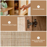 Giantex Buffet Cabinet, Wood Sideboard Storage Cabinet, 2 Rattan Doors & 2 Cubes, Farmhouse Coffee Bar Accent Cabinet, Freestanding Cupboard Organizer for Living Room Kitchen Hallway Giantex