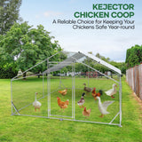Chicken Coop Metal Large Chicken Coop with Run for Yard Chicken Pen Heavy Duty Poultry Cage with Waterproof Anti-UV Cover for Outdoor Farm Use Dome Roof Hen House Duck Rabbit Cage with Security Lock kejector
