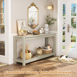 Besiost 47" Farmhouse Wood Entryway Table Narrow Console Table with Storage Behind Couch Sofa Table with Shelves Entry Way Table with Open Storage, Easy Assembly, Classical Washed Oak Besiost