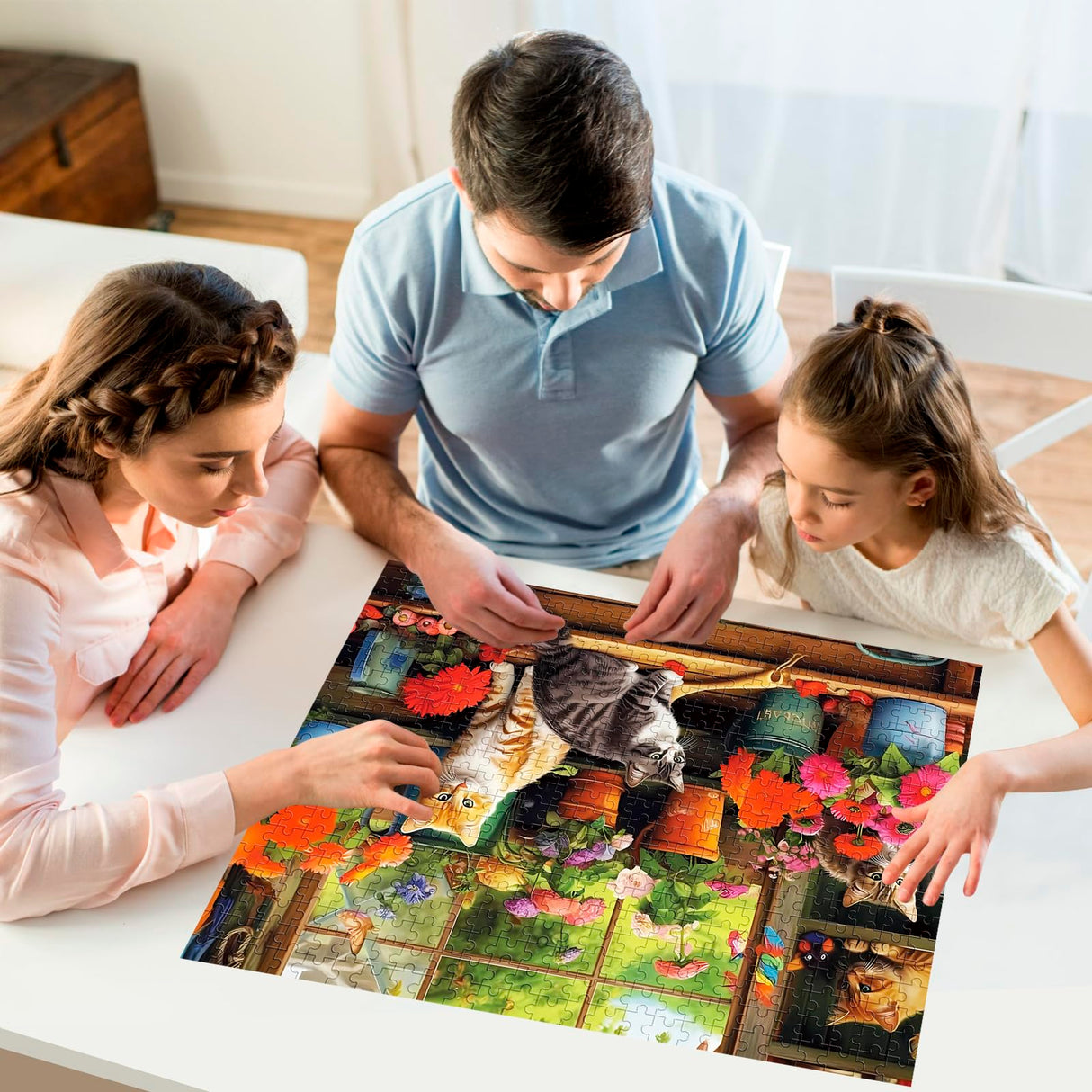 500 Piece Puzzle for Adults-Cats and Flowers | Recycled Cardboar Jigsaw Puzzles 500 Pieces | Challenging Family Activity Great Gift Idea for Family Friends | Difficult Puzzles Size 20.5 x 15 inches Edsjegn