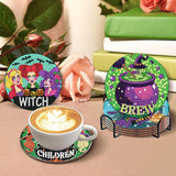 CEUHROG 6 Pcs Diamond Paintings Coasters Kits with Holder, DIY Halloween Coaster Diamond Art Kits,Full Drill Rhinestone Painting Kits for Adults Ki,Beginners Art Craft Supplies CEUHROG