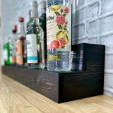 Tiered Bottle Shelf | 2 Tier Liquor Bottle Display | Bar Organization | Display Shelf | Wine Shelf | Bar Display | Kitchen Counter Shelf (30", Black) RBD Home