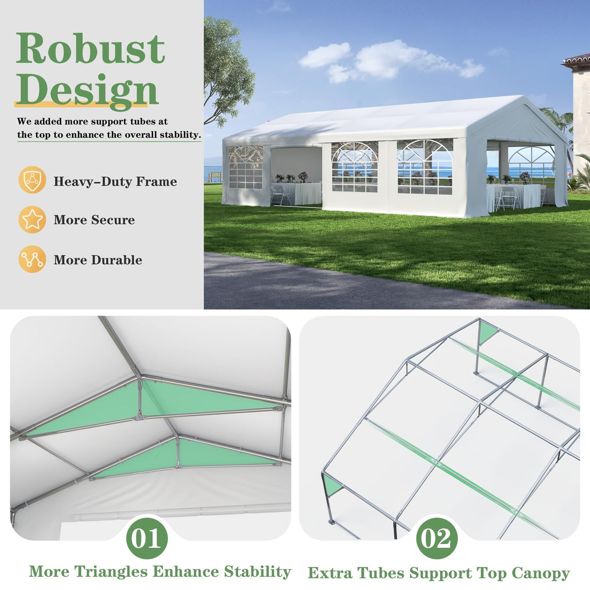 GARTOO 20' x 30' Canopy Party Tent & Carport - Heavy Duty Outdoor Wedding Gazebo with 4 Sand Bags, Event Shelter Canopy for Outdoor Event, Wedding, Birthday Party GARTOO