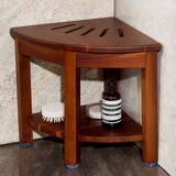 HouseJoy Corner Shower Bench with Shelf, Corner Shower Stool for Shaving Legs, Shower Foot Rest Waterproof Bathroom Bench -Bath Seat, Spa Foot Rest Shaving Stool Corner HouseJoy