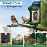 Relassy Bird Feeder with Camera, Waterproof Smart Bird Feeder with Camera Solar Powered for Outdoors, Rechargeable & Detachable 110° Bird Feeder Camera, Auto Capture Bird HD Videos & Photos, Green Relassy
