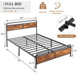 VECELO Metal Platform Full Bed Frame with Wooden Headboard,Sturdy Steel Slats Support/Matress Foudation/No Box Spring Needed(Classic) VECELO