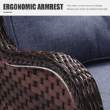 LayinSun 9 Pieces Outdoor Patio Furniture Set, Rattan Wicker Sectional Swivel Rocker Chairs Sets with Ottomans, Swivel Glider Chairs and Coffee Table LayinSun