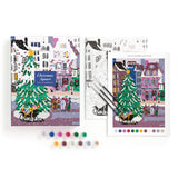 Galison Joy Laforme Christmas Square – DIY 9 x 12 Paint by Number Kit with Stunning Christmas Art for Beginners and Experts Includes Paint and Brushes Galison