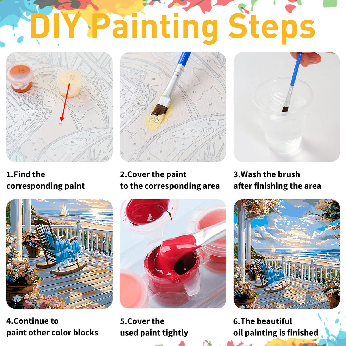 Landscape Paint by Numbers for Adult, Paint by Numbers Kit for Adults Beginners, DIY Beach Acrylic Painting on Canvas for Home Wall Art Decor 16x20Inch Mandun