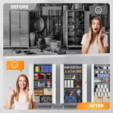 AFAIF Garage Cabinet with Wheels and Adjustable Shelves, Metal Garage Storage Cabinets with 2 Doors, Storage Caninet with Lock, Large Tool Cabnet for Workshop/Home/Office-(Gray White 75”H) AFAIF