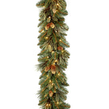 National Tree Company Pre-Lit Artificial Christmas Garland, Green, Carolina Pine, White Lights, Decorated with Pine Cones, Battery Operated, Christmas Collection, 9 Feet National Tree Company