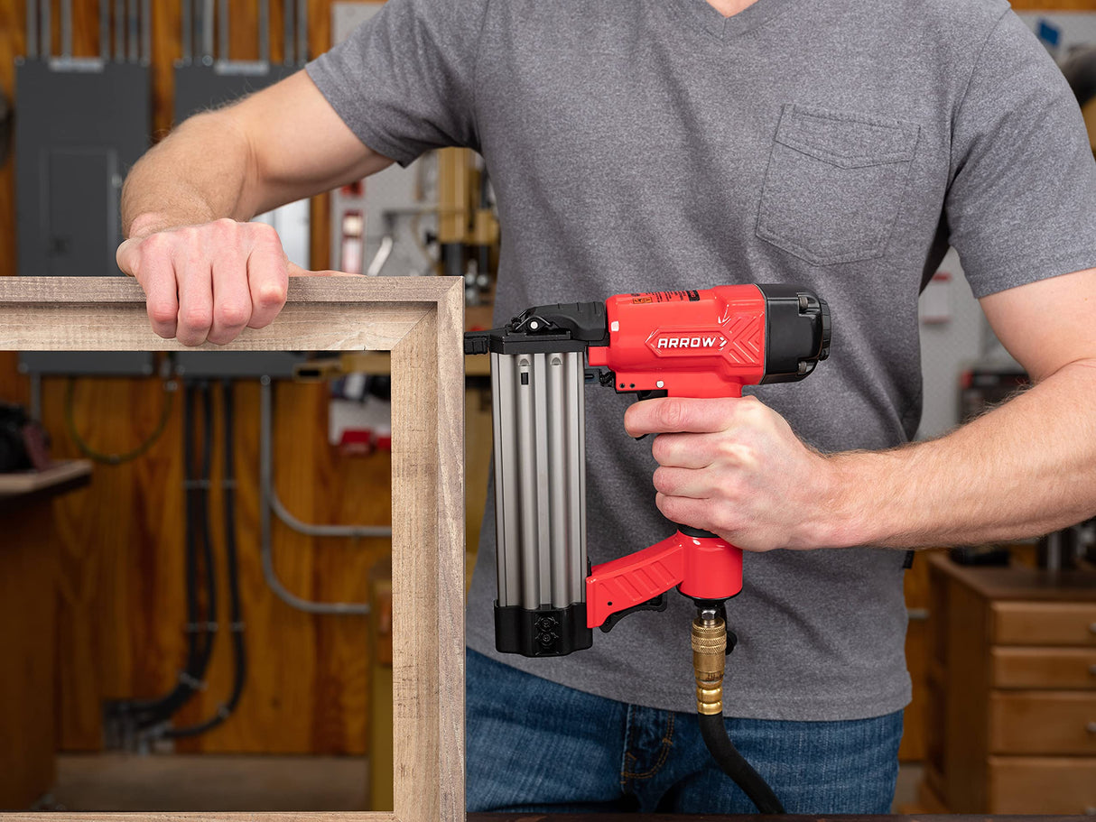 Arrow PT18G Gauge Oil-Free Pneumatic Brad Nailer - Small Light Trim and Interior Molding Work, Operates Up to 100psi Compression Unit, Fits 5/8", 3/4", 1", 1.5", 2" Brad Nails Arrow