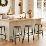 MAHANCRIS Bar Stools, Set of 2 Round Bar Chairs with Footrest, 24.4 Inch Kitchen Breakfast Bar Stools, Industrial Bar Stools, Easy Assembly, for MAHANCRIS