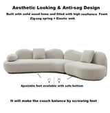 BBTJOINT Curved Modular Sectional Sofa for Living Room,Minimalist Style,V-Shape Cloud-Like Design,Contemporary Boucle Fabric Upholstery,Deep Seat Off-White Couch BBTJOINT