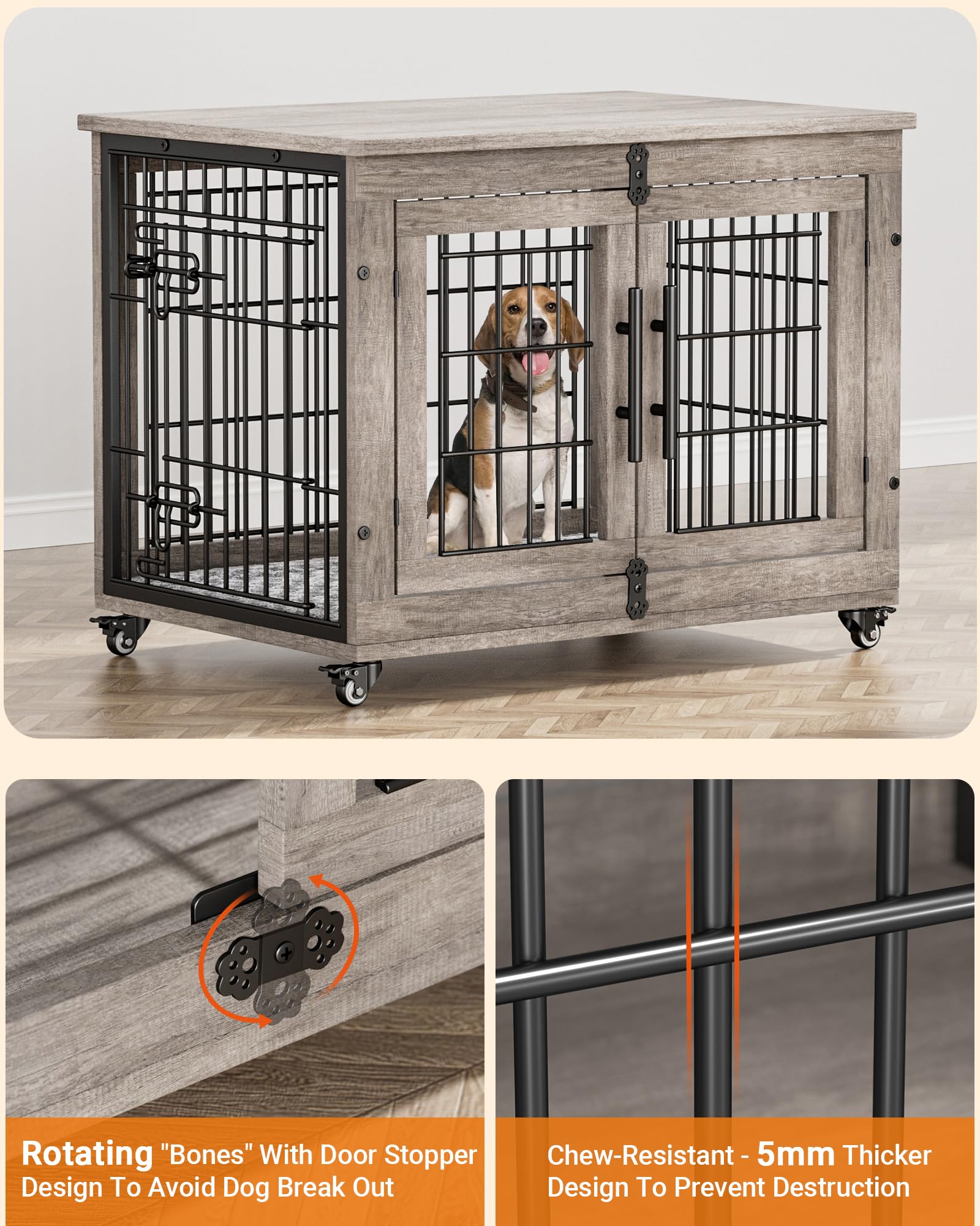 Heavy fashion duty double door dog crate